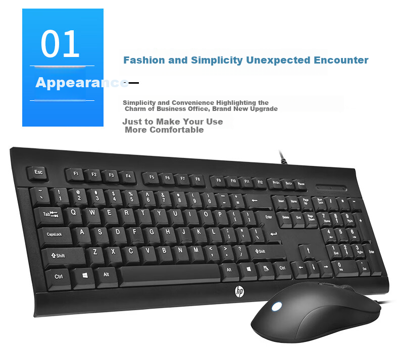 HP Keyboard And Mouse Combo, Mechanical Feel Gaming E-Sports Wired USB Interface, Compatible with Laptops And Desktop Computers, Suitable for Business And Office Use 4