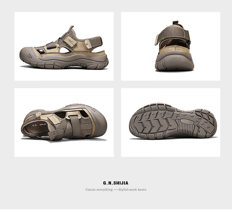 Bull Family Baotou Men's Summer Breathable Hollow Beach Sandals Outdoor Casual Sports Creek Shoes Men's Hole Shoes 29