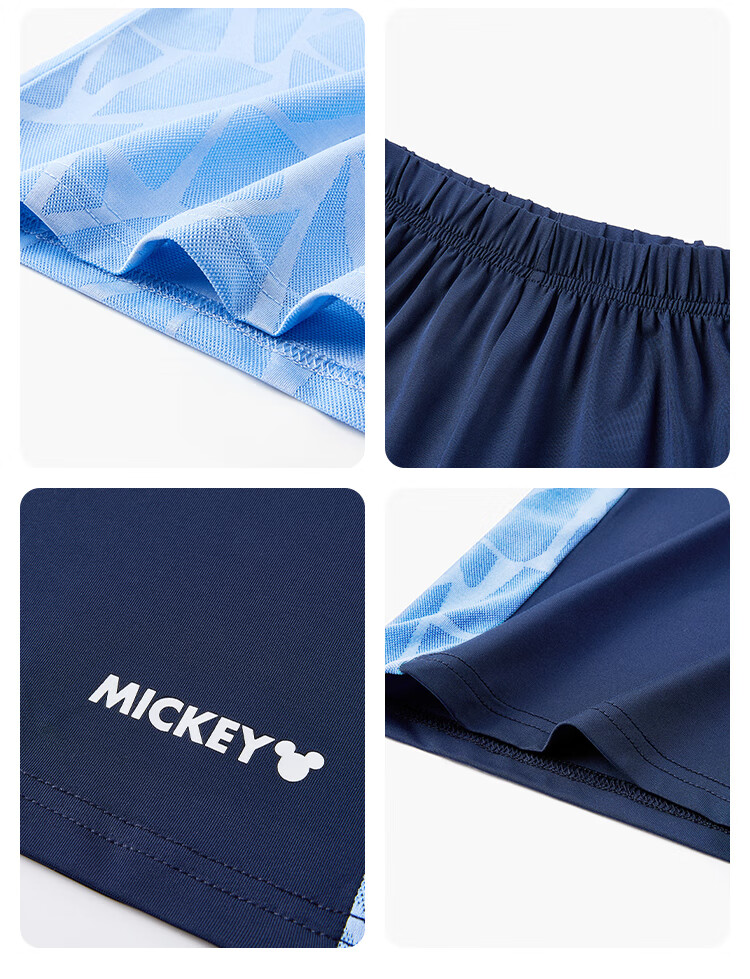 Disney Boys' Summer Sports Set, New Ice Silk Short-Sleeve Shorts Two-Piece Suit Summer PBZPL3131, Light Blue, Size 150 6
