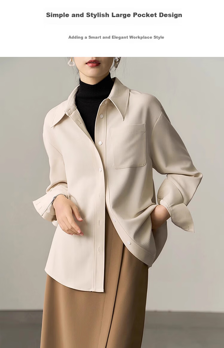 Bodexiaojie Off-White Layered Blouse for Women, Elegant Interview Commuter Top, Professional Suit Inner Wear Shirt 11