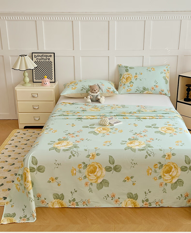 Hongdou Pure Cotton Bed Sheet Single Piece, 100% Xinjiang Cotton, Thick Bed Cover for Student Dormitory, 160*230cm, Duoma 3