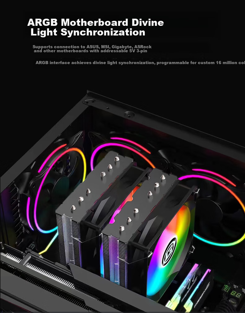 Apexgaming P6BG High-Performance 6-Heatpipe Direct-Contact Single Tower Cooler 10