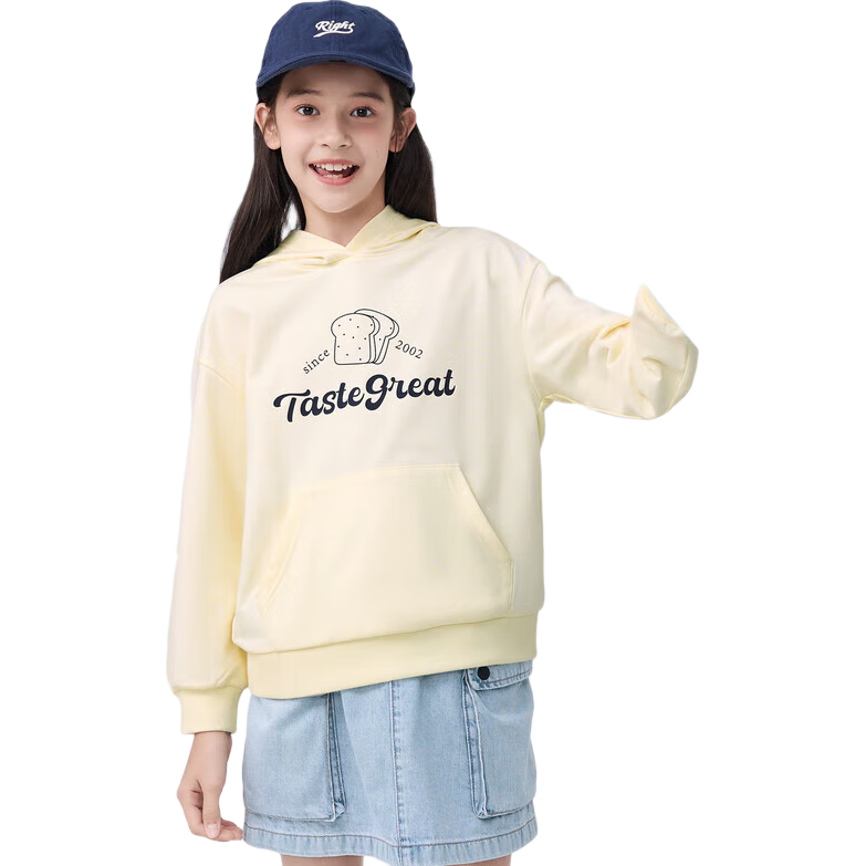 BALABALA Girls' Sweatshirt Spring 2024 Collection, Hooded Top for Older Children, Long-Sleeve Fashion Simple Trendy Style 208124121003