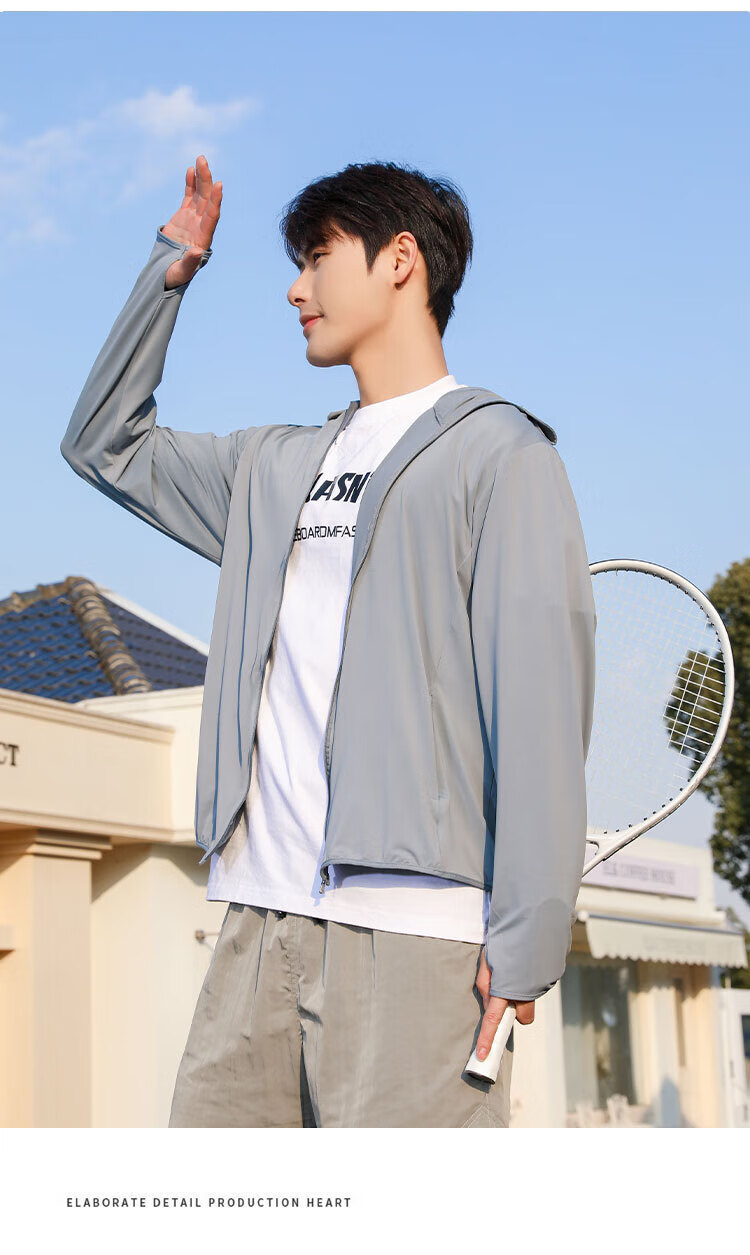 LangSha Men's Ice Silk Sunscreen Jacket Spring Summer UV Protection Ultra-Thin Breathable Outdoor Skin Jacket Fishing Coat 13