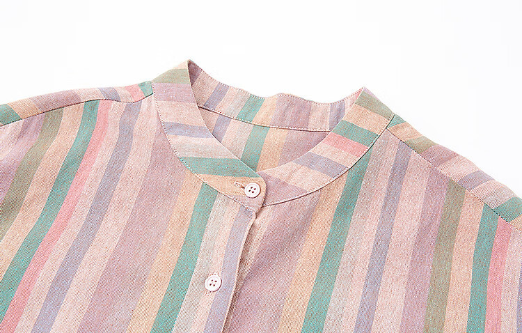 Dme [Healing Class Style] Summer Short Stand-Collar Cotton Lyocell Blend Short-Sleeve Loose Waist Mid-Length Women's Dress 4