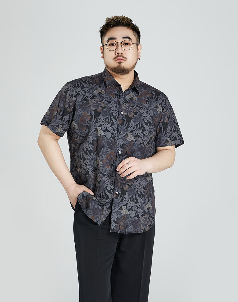 Ayoupang Large Size Summer Elastic Seamless Floral Shirt, Loose Fit, Plus Size Short Sleeve Shirt for Me 10