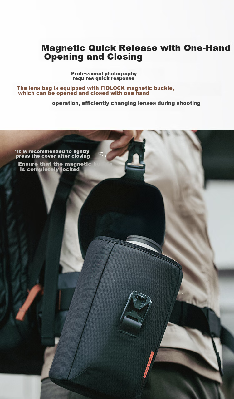 PGYTECH Lens Bag, Dandelion Lens Tube, DSLR And Mirrorless Camera Lens Protective Case, Storage Pouch, Suitable for Fuji, Canon, Nikon Lenses, Can Be Waist-Hanging Or Shoulder-Carried, M Size 2