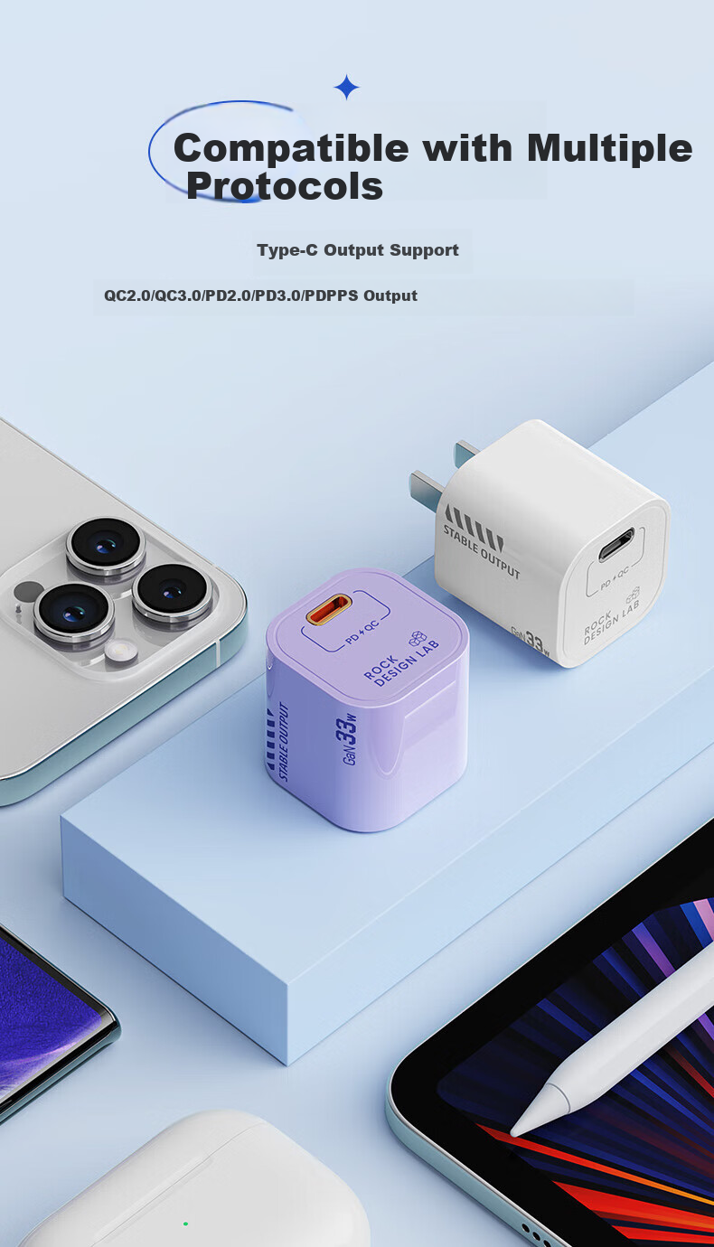 ROCK Compatible with Apple Charger, Type-C Port PD33W Charger, Fast Charging Head, Gallium Nitride, for Apple IPhone18/17promax, Huawei IPad Plug Power Adapter 4