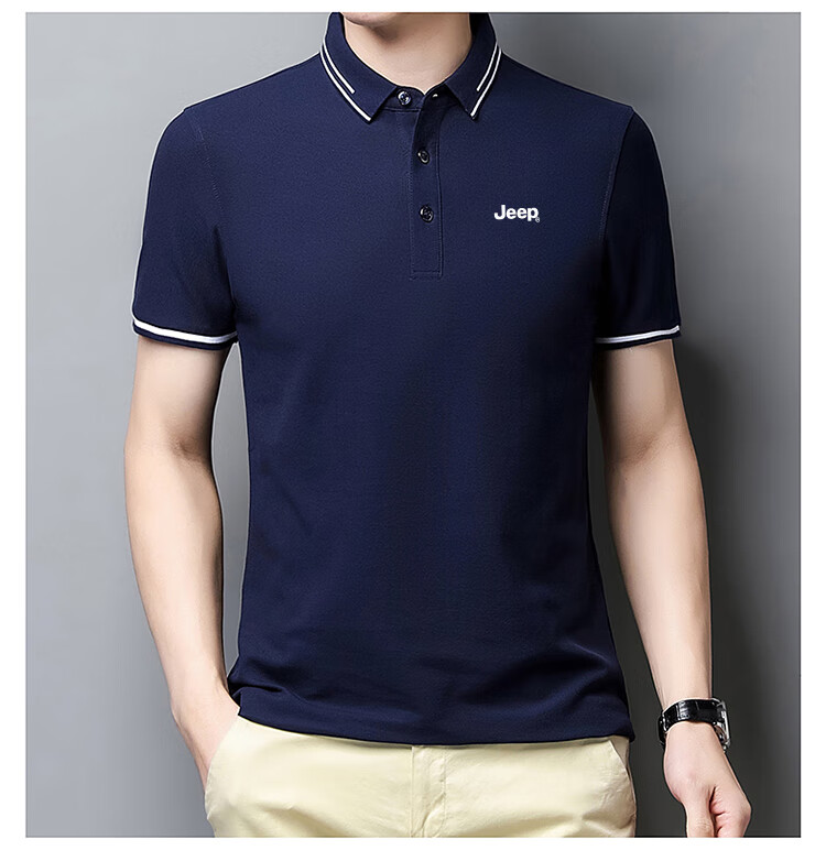 JEEP Short-Sleeve T-Shirt for Men, Summer Business Casual Polo Shirt, Loose-Fitting Men's Clothing, 9988 Gray, XL 11