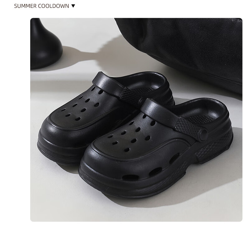 Cartelo Crocodile Women's Summer Hole Shoes Thick Sole Comfortable Beach Sandals Black 37-38 15