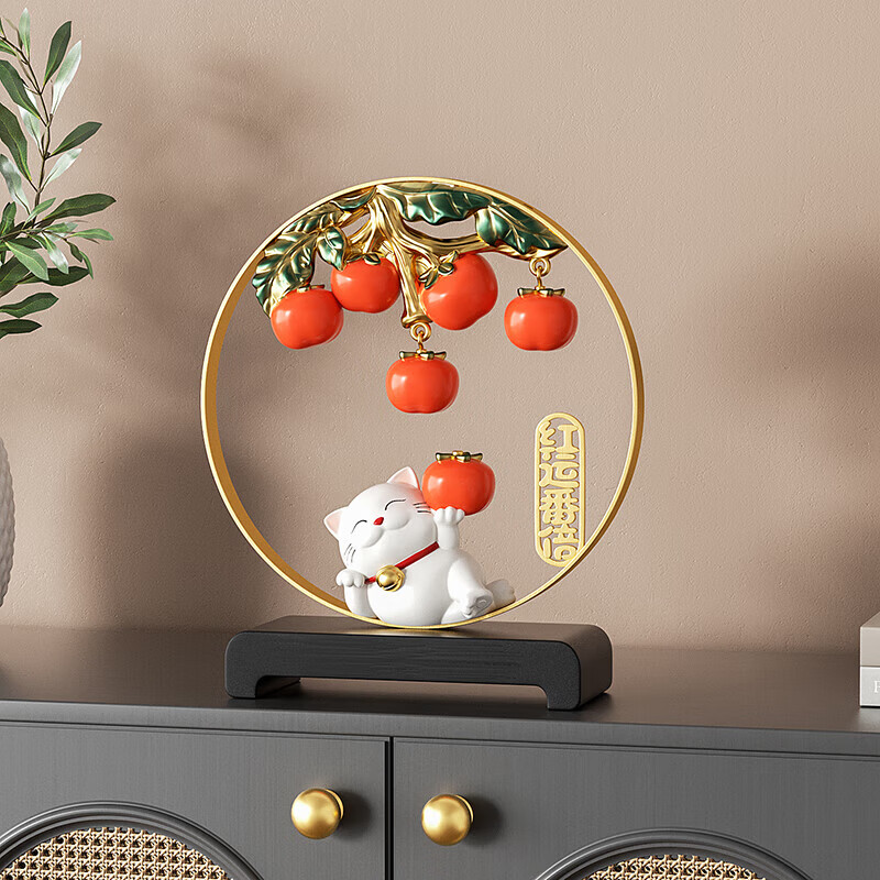 Heshengtang Lucky Fortune Maneki Neko Cat Ornament Craft Living Room Entryway Housewarming Office Opening Decoration