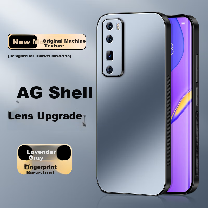 Чехол для Huawei Nova 7 Pro Shangsu, AG матовый, защита камеры, противоударный, бизнес-стиль, лавандовый серый