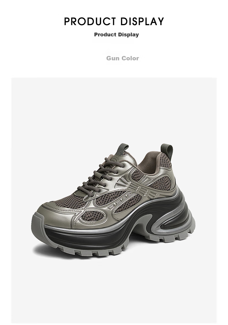 TATA Star Galaxy Dad Sneakers Women's Casual Shoes Height Increasing Thick Sole Sports Shoes Silver AM6 Size 37 7