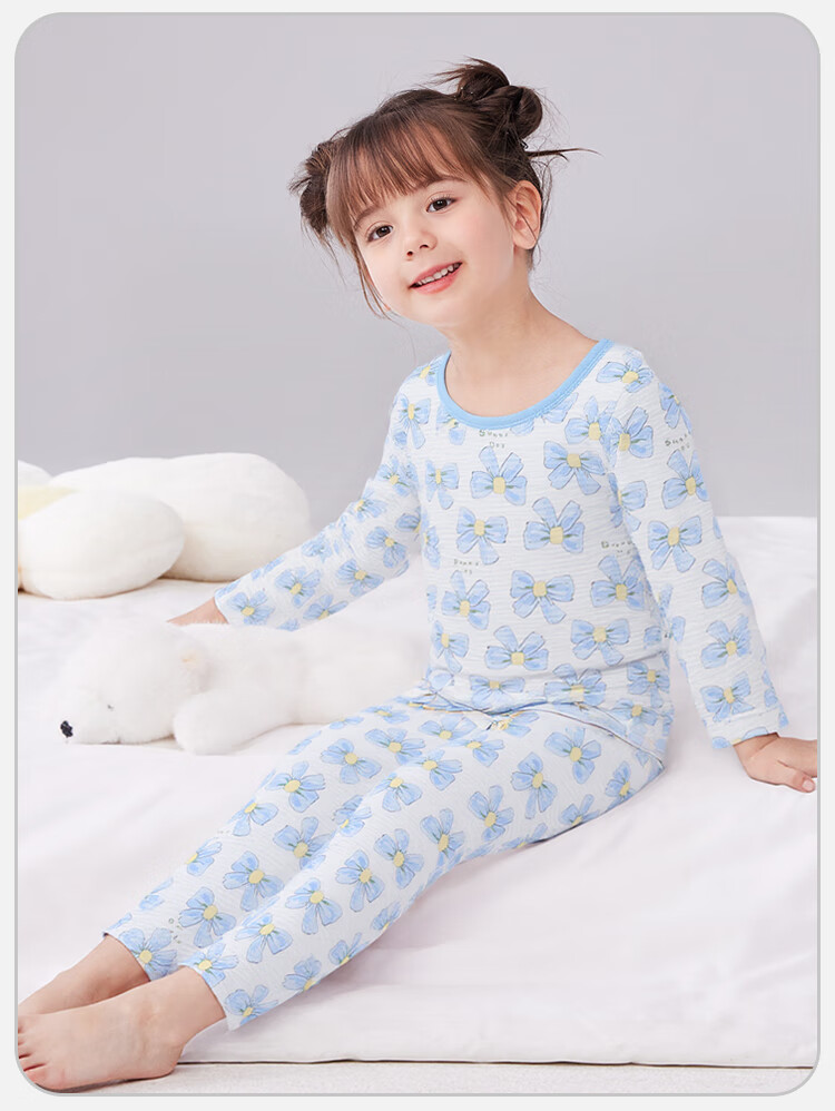 YUZHAOLIN Children's Pajamas Spring Girls' Home Wear Set for Older Kids Air Conditioning Clothes Colorful Bow Tie 10
