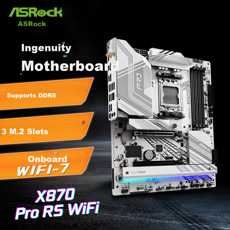 ASRock X870 Pro RS WIFI Motherboard DDR5 Compatible with AMD CPU 9800X3D/9700X (AMD X870/Socket AM5)
