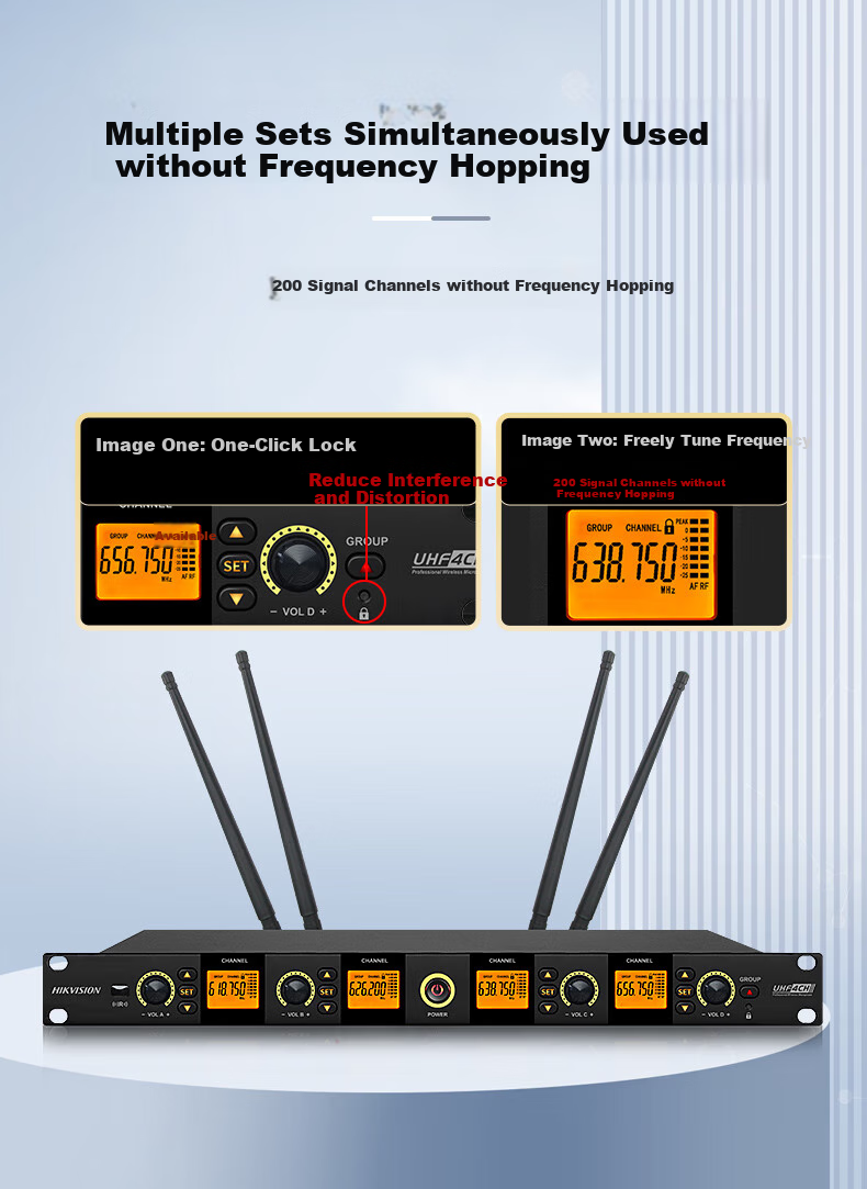 HIKVISION One-To Wireless Microphone, Desktop Long Pole Gooseneck Microphone, UHF High-Fidelity Anti-Interference Automatic Frequency Matching Anti-Loudness Conference Room Podium Speech Training Broadcasting 3