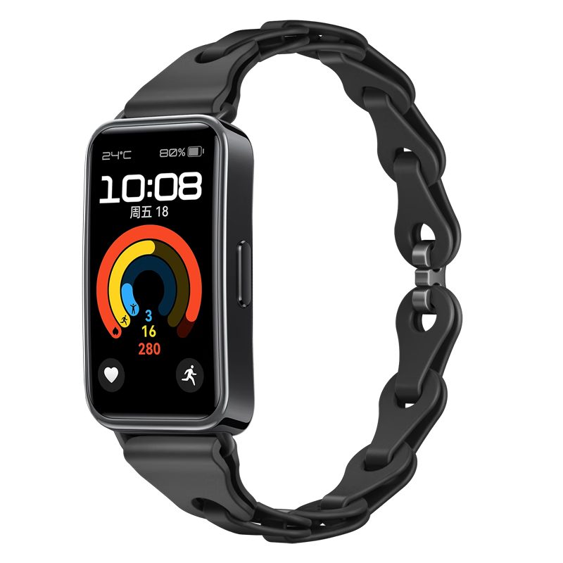 Binghong Compatible with Huawei Band 10 Strap, Bracelet for Huawei Band 9, Women's Silicone Strap for Huawei Band 8, NFC Strap for Huawei Band 8 9 10, Wristband for Men - Black