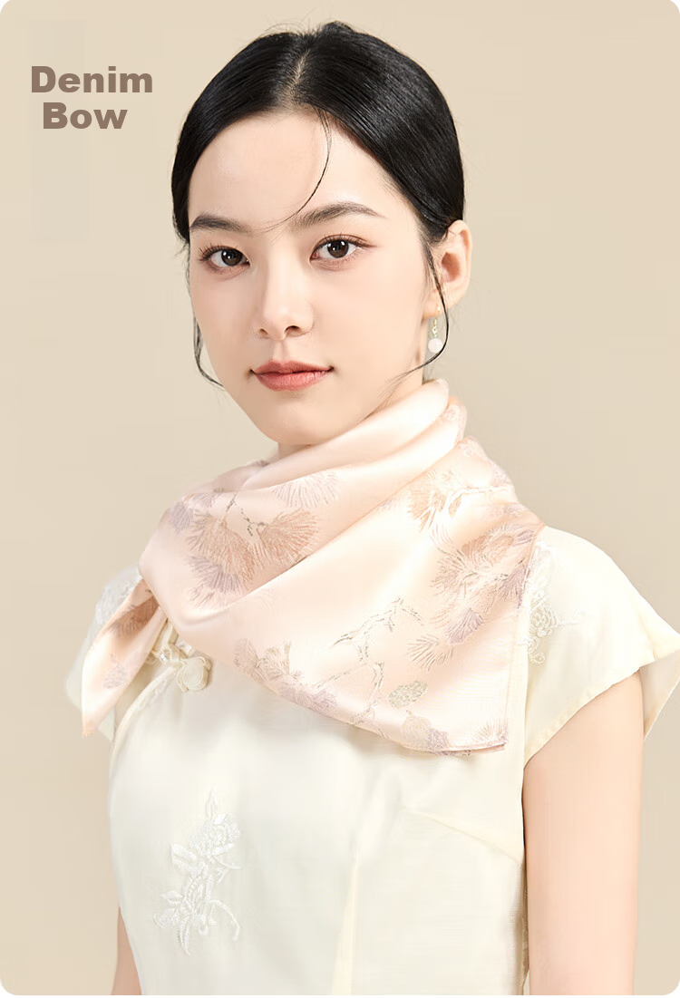 JIUMU 100% Mulberry Silk Scarf, Square Shawl for Women, Gift for Girls And Mothers, National Day Birthday Present, Gift Box Packaging 7