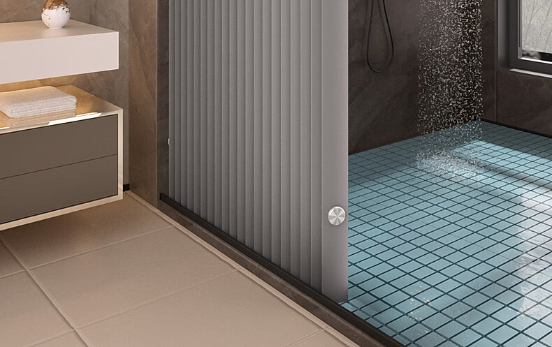 Mercury Home Textiles Mold-Resistant Bathroom Shower Curtain Foldable Magnetic Partition High-Grade Waterproof Shower Curtain Dry-Wet Separation Single Panel 3