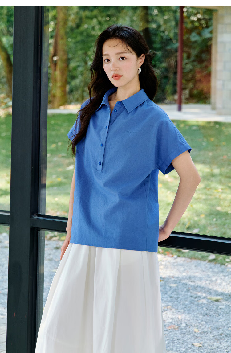 INMAN Linen Simple Commuter Shirt, Summer Women's Wear, Versatile French Style Loose Slimming Short-Sleeve Blouse, Pearl White, S 12