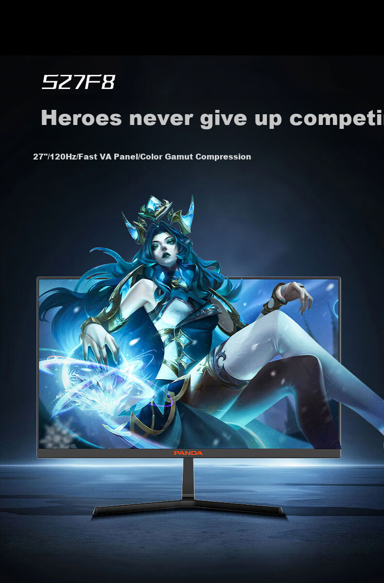 Panda 27-Inch Native 240Hz Overclockable Display, HVA Panel, 128% SRGB Wide Color Gamut, 1ms Response Time, E-Sports Gaming Monitor S27F8 2