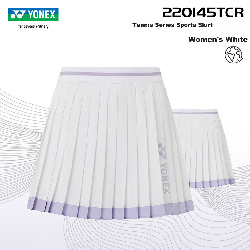 YONEX Badminton Dress for Women, Tennis Sports Skirt for Training And Competition, 220145TCR, White, Size O