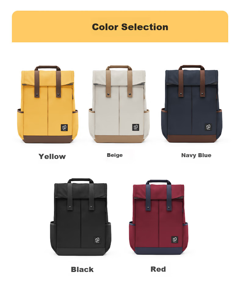 90Fen Backpack for Men And Women, Casual Sports Travel Bag with Large Capacity, Student Schoolbag, Yellow 12