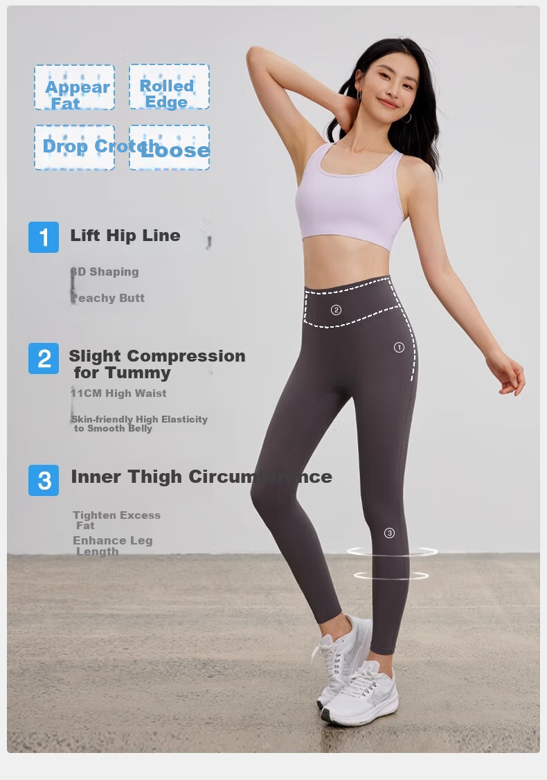 NEVER ME Yoga Pants for Women, Sports Fitness Leggings, Tight High-Waist Butt-Lifting Cycling Training Running Pants, Suitable for Outdoor Wear in Spring And Summer 5