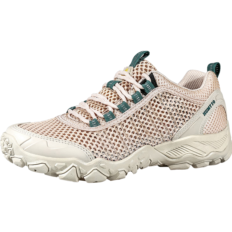 HUMTTO Women's Summer Outdoor Stream Trekking Shoes, Breathable Mesh Casual Hiking Shoes, Water-Friendly Women's Footwear, Beige, Size 37