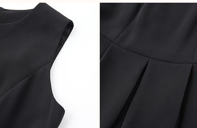 Dme [Urban Design Style] Summer Textured Linen Round Neck Waist-Cinching A-Line Pleated Women's Dress 15