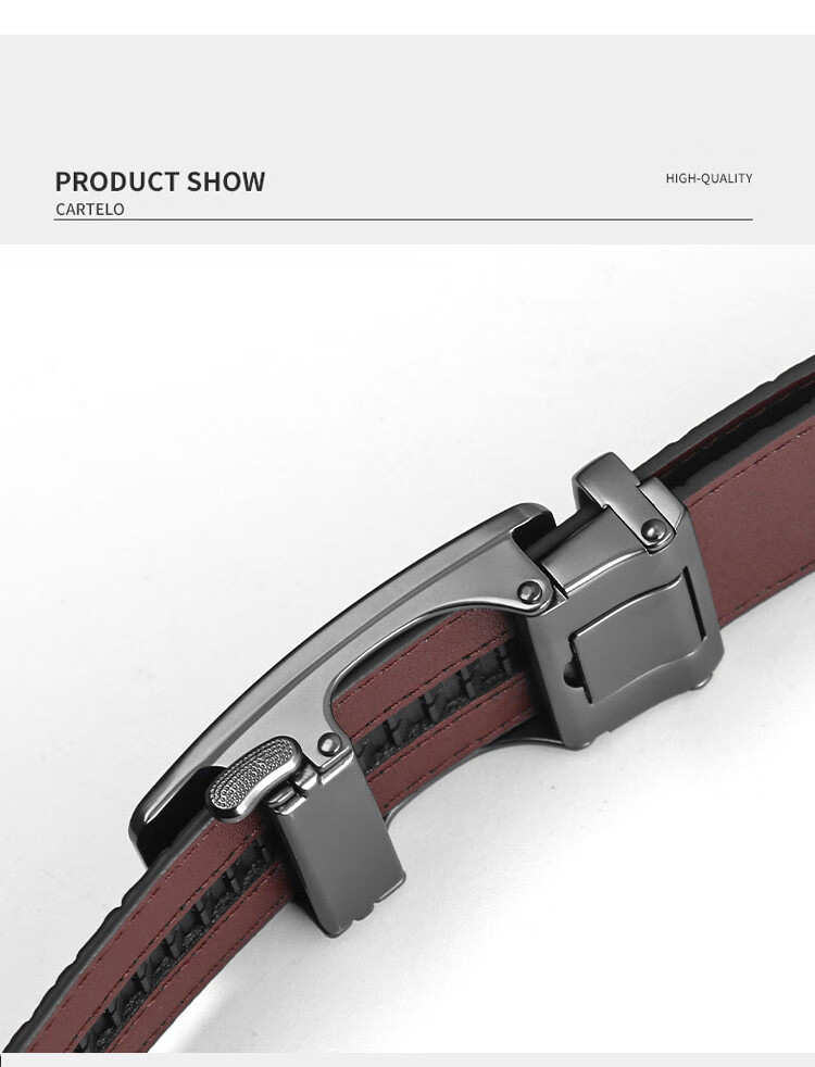 CARTELO Men's Leather Belt, Business Trendy Middle-Aged And Young Waistband, Alligator Pattern Automatic Buckle Casual Trouser Belt, Gift for Boyfriend 2