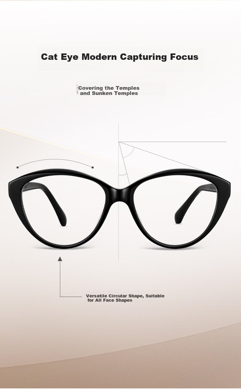 LOHO [Professional Eyeglass Fitting] Black Frame Glasses for Women, Myopia, Astigmatism, Prescription Lenses, Zeiss Lenses, Cat-Eye Anti-Blue Light Frames 3