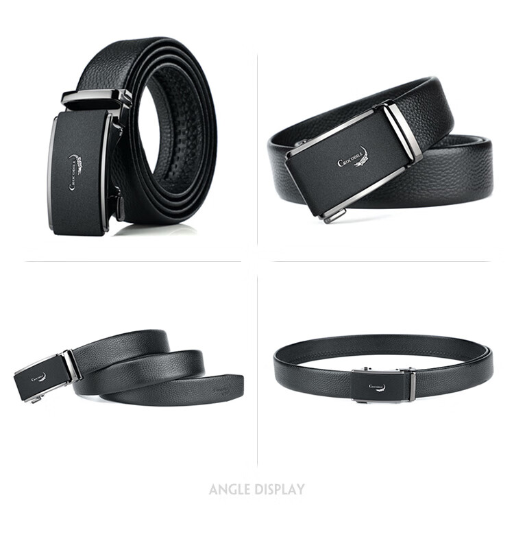CROCODILE Top-Grain Leather Belt with Automatic Buckle, Short Wallet Gift Box Set, Men's Waistband, Birthday Gift for Boyfriend, JT4061 2