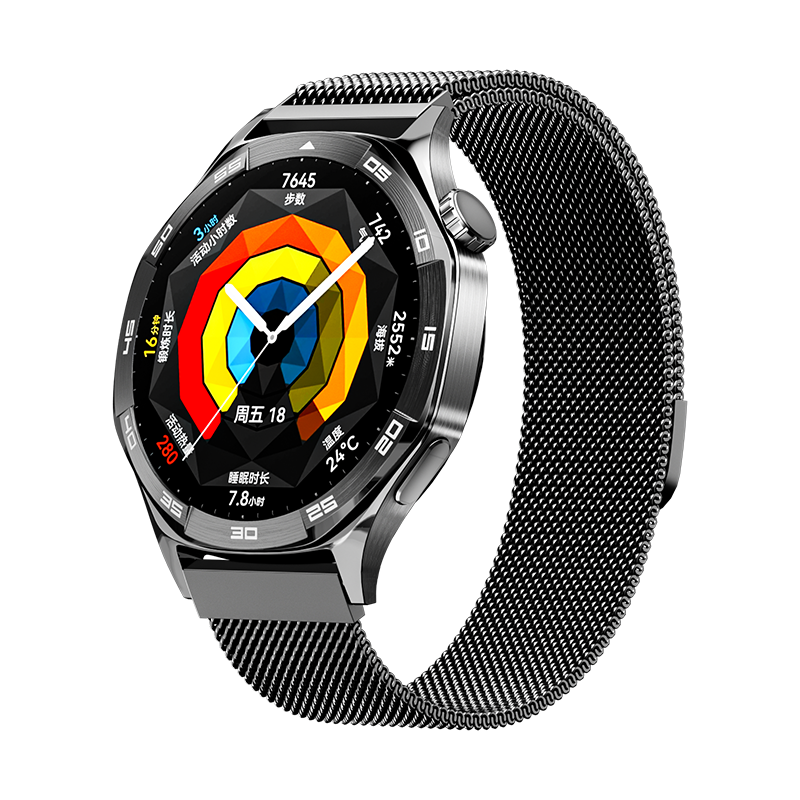 CangHua Compatible with Huawei Watch GT7 Strap, Suitable for GT6Pro/GT5/GT4/GT3/GT2/Watch6/5/4Pro/3/3Pro/Buds, Milanese Metal Magnetic Watch Band, Black