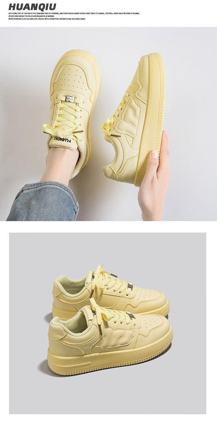 Global Korean Style Custard Yellow Shoes Women 2026 Spring Summer New Student Versatile Casual Breathable Military Training Sports Sneakers Women 3