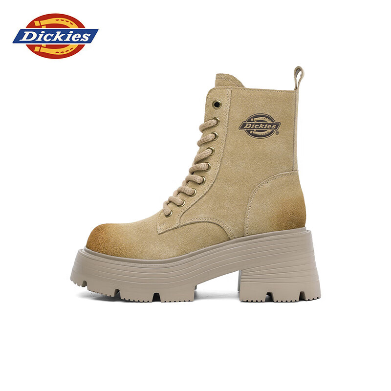 Dickies Women's Martin Boots, Fashionable Versatile High-Top Boots, British Style Casual Boots, Work Boots, Khaki, Size 35