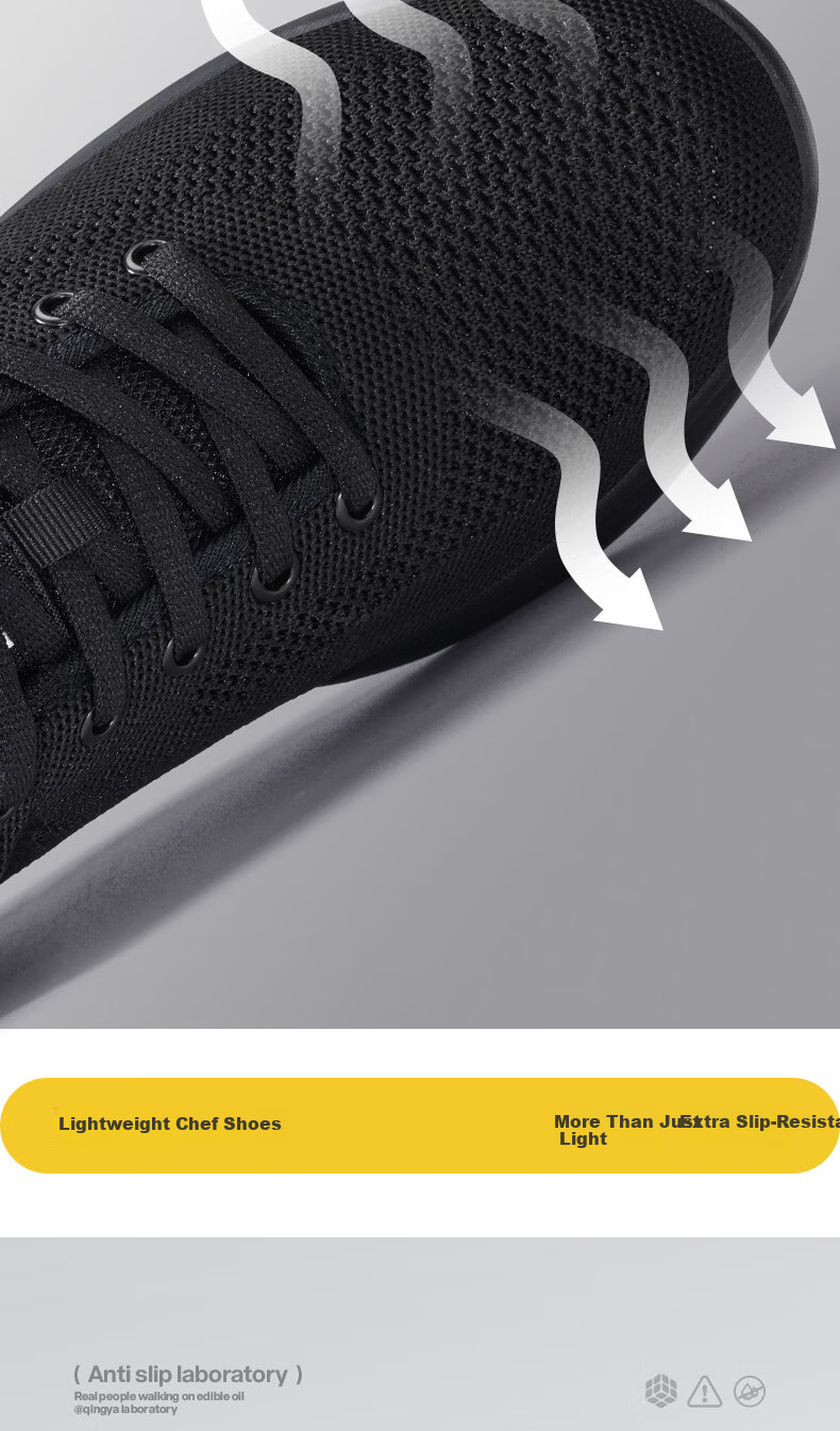 Qingya Chef Shoes for Men And Women, Summer Breathable Non-Slip Odor-Resistant Lightweight Comfortable Kitchen Soft-Soled Work Shoes C020-1 Size 37 4