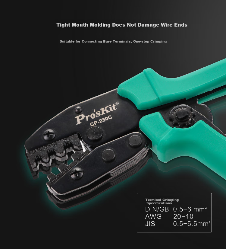 Pro'sKit CP-230C Network Extension Bare Terminal Ratchet Crimping Pliers Wire Crimper (0.5~6mm²) 2