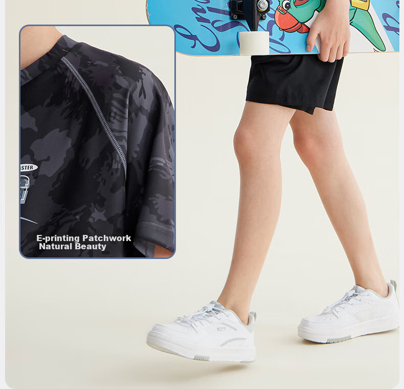 Li-Ning Children's Swimwear, Boys' Swimsuit for Older Kids, Youth Two-Piece Surfing Suit, Swimming Trunks, 8132 Black, Size 160 5