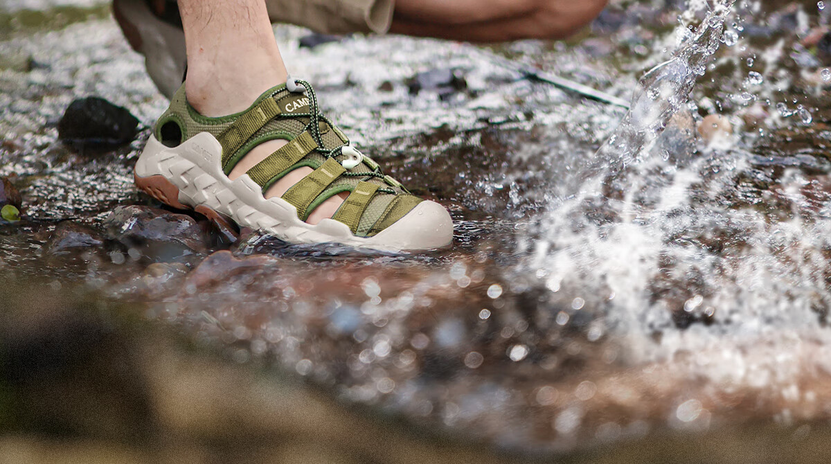 CAMEL Slip-On Shock-Absorbing, Non-Slip, Anti-Collision Lightweight Outdoor Stream Trekking Sandals for Men G15M380022 Light Green 40 2