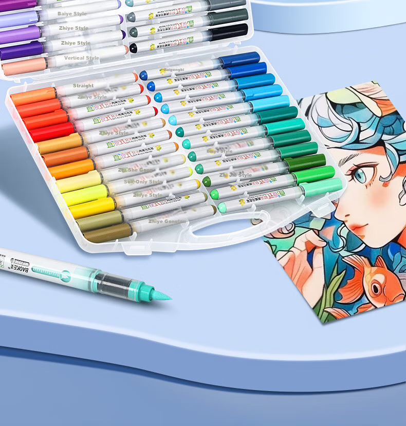 BAOKE MP2956-36 Direct Liquid Soft Tip Acrylic Markers for Students' Drawing, Washable, Safe, Odorless Painting Pens, 36 Colors/set 2