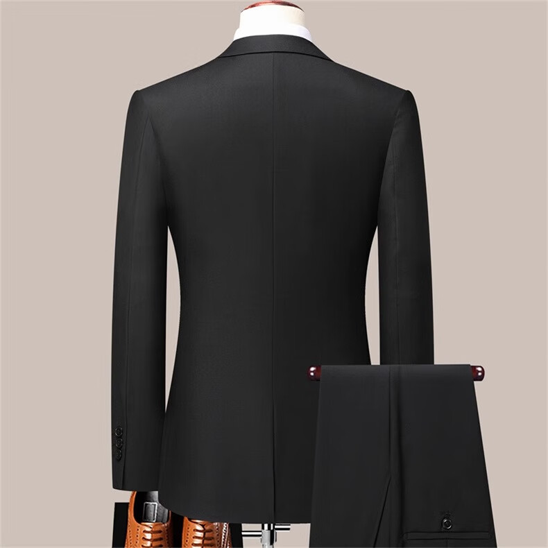 ROMON Men's Slim Fit Business Suit Groom Wedding Tuxedo Black 2XL 11