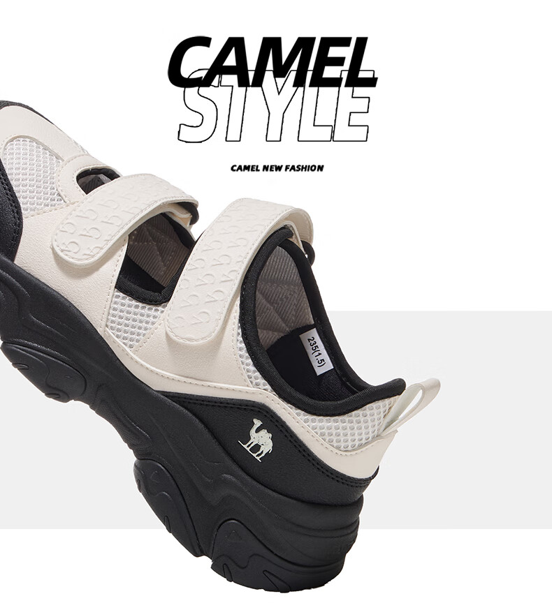 CAMEL Conch Sports Casual Shoes, Outdoor Beach Thick-Soled Heightening Women's Shoes, X25B09L7004, Silver White/gray, Size 37 17