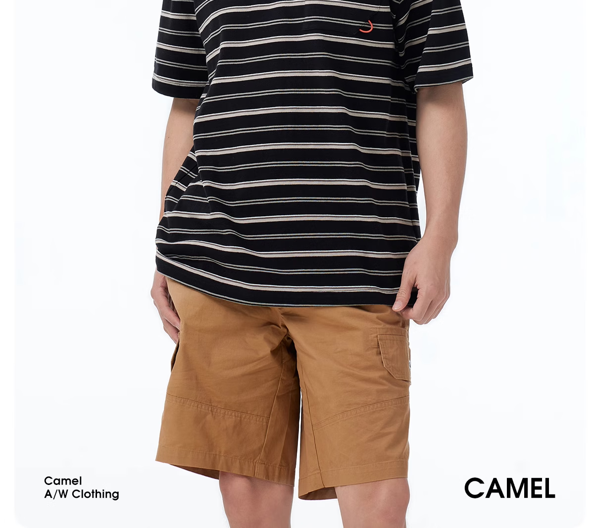 CAMEL 100% Cotton Outdoor T-Shirt Women Spring Summer Breathable Loose Fit Stretchy Striped Short Sleeve Top Men V010 4