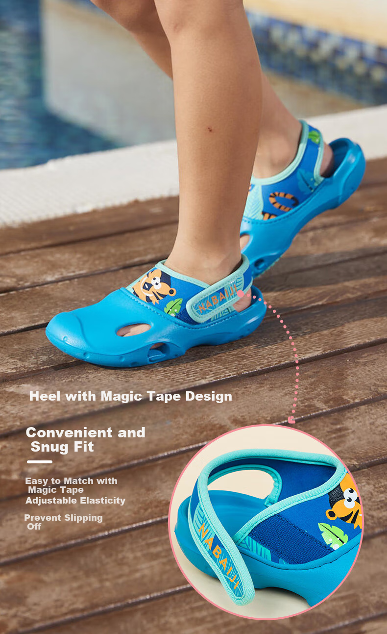 DECATHLON Children's Sandals, Big Kids' Baby Princess Pool Shoes, IVL4 Light Blue Little Tiger, Size 28/29-4463426 6