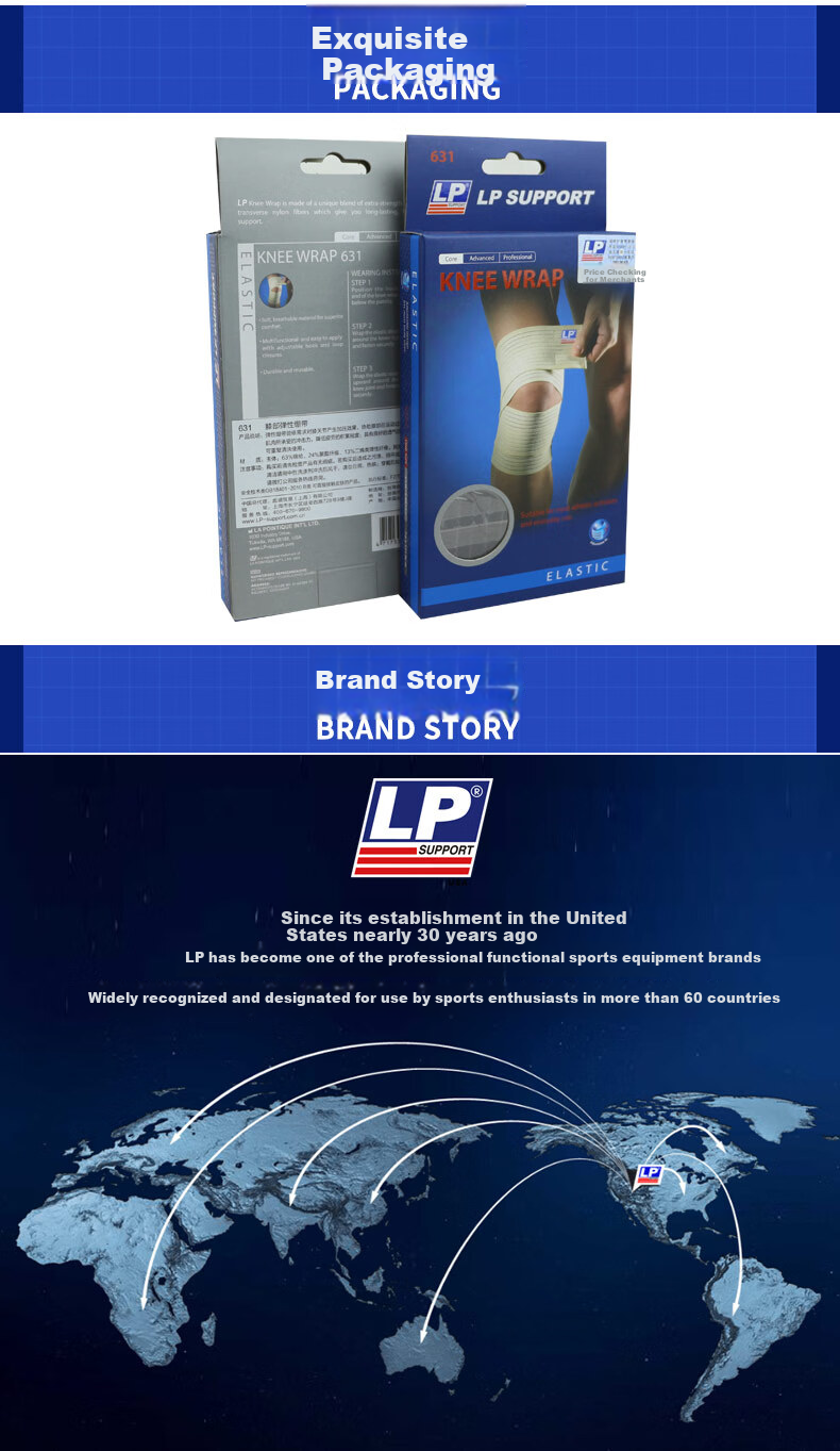 LP 631 Elastic Wrap Knee Brace for Sports, Deep Squats, Fitness, Basketball, Soccer, Hiking Protection, One Size Fits All for Men And Wome 7