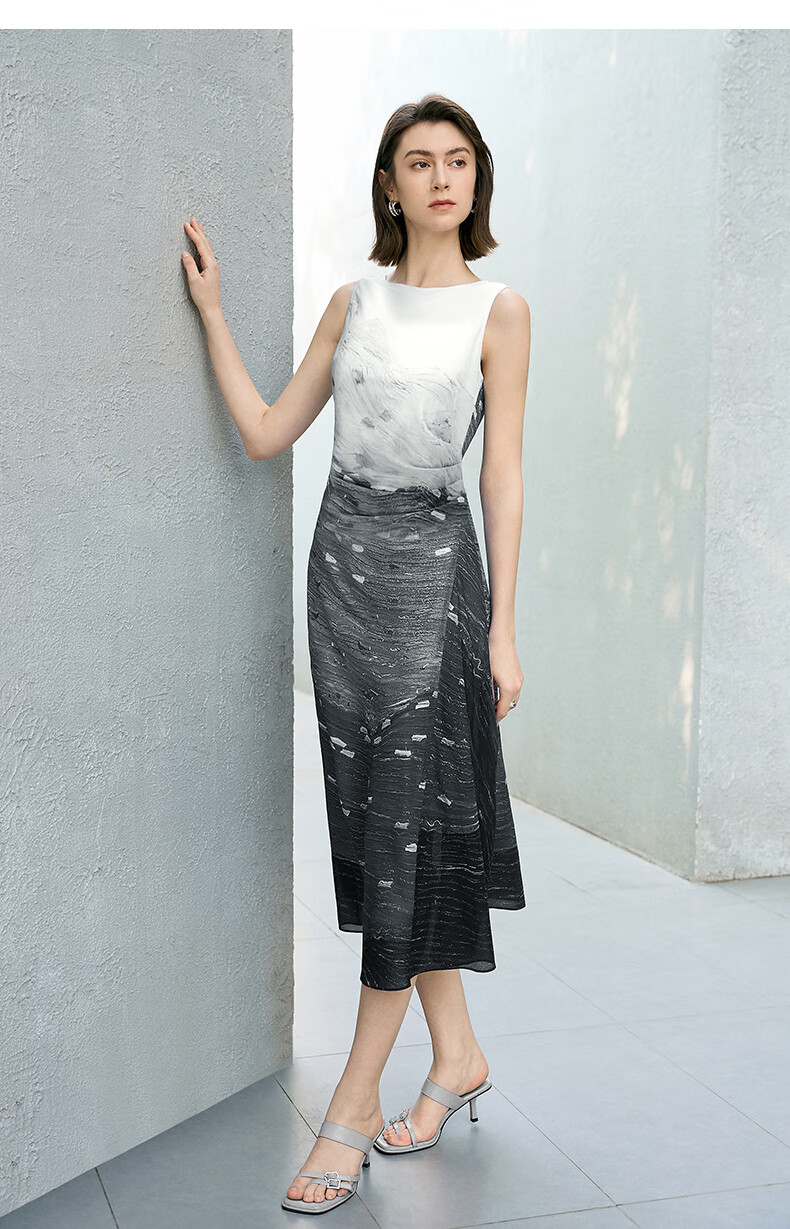 Yanyu Colorblock Patchwork Dress Women 2025 Summer High-End Unique Design Elegant Long Dress Blue Floral L 20