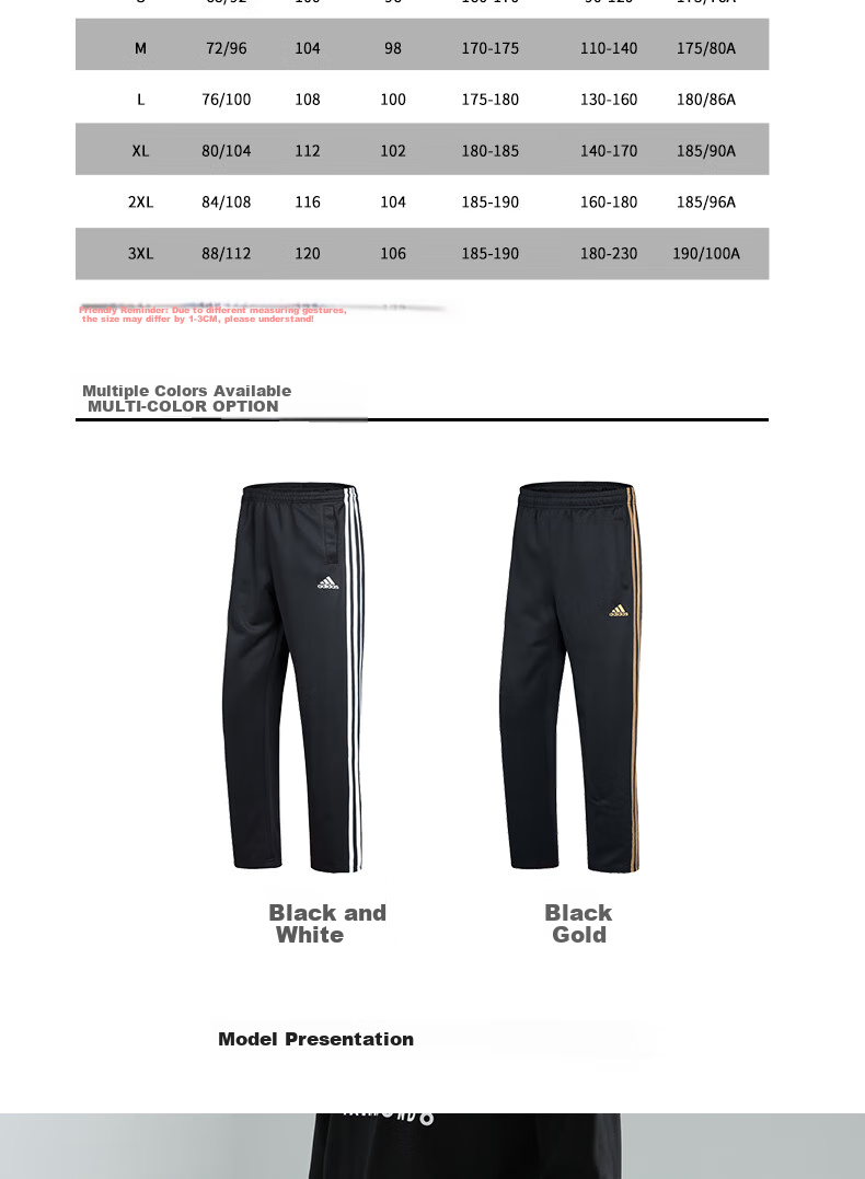 Adidas Men's And Women's Pants, Spring Loose Breathable Straight-Leg Trousers for Running, Sports Windproof Casual Pants, Black And Gold, Size S 6