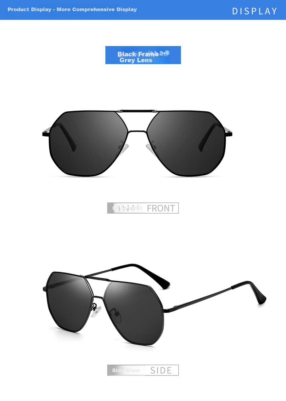 DRATRA Polarized Sunglasses for Men And Women, Fashionable Double Bridge Design Driving Glasses, Anti-Glare UV Protection, Trendy for Driving 5