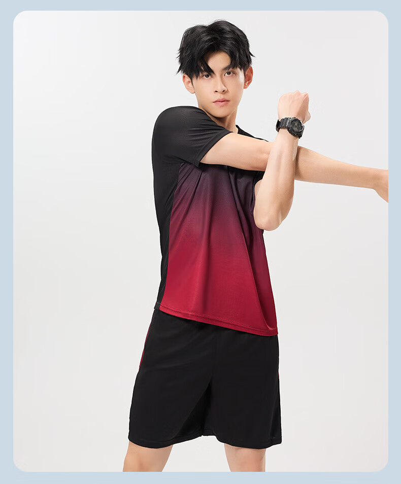 VICTORIATOURIST Sports Set for Men And Women, Indoor Fitness Wear, Quick-Dry Short-Sleeve T-Shirt, Badminton And Basketball Training Shorts, Running Gear 25